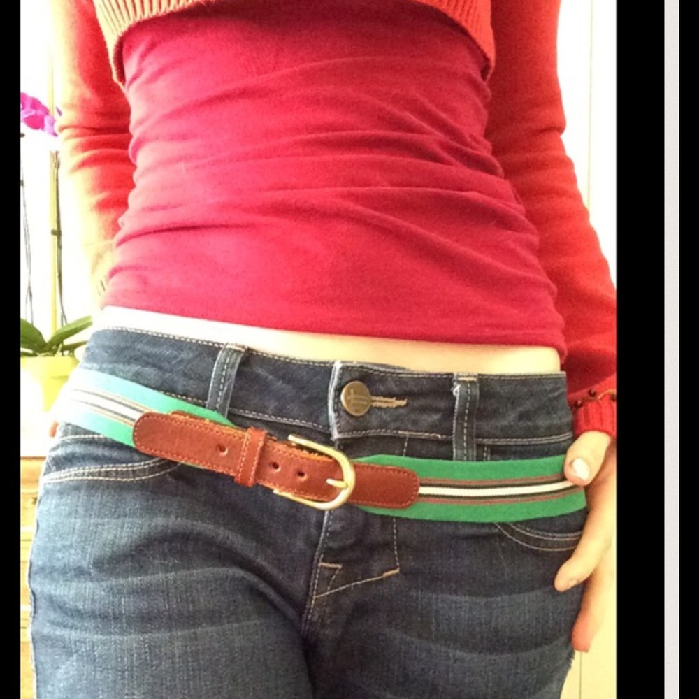 Dooney & Bourke Brown Leather Kelly Green belt - Picture 4 of 9